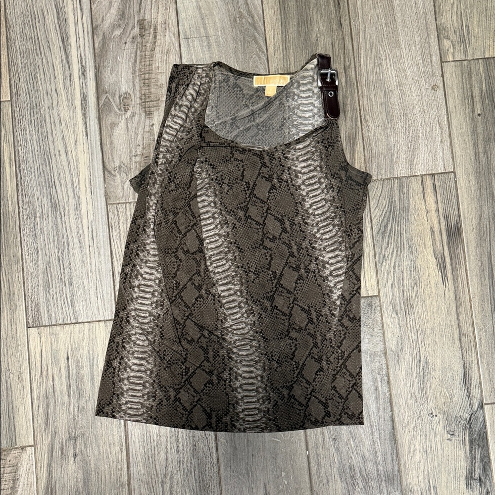 Snake-Print Sleeveless Cami in Brown